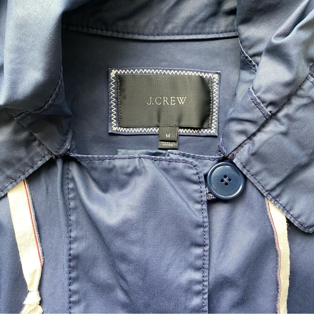 J.Crew Navy Blue Waxed Cotton Nylon Oversized Waterproof Rain Field Jacket M - Picture 4 of 16